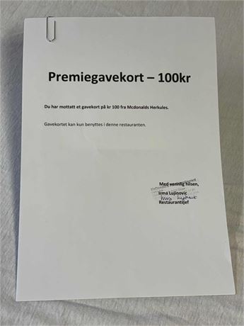 Gavekort McDonalds
